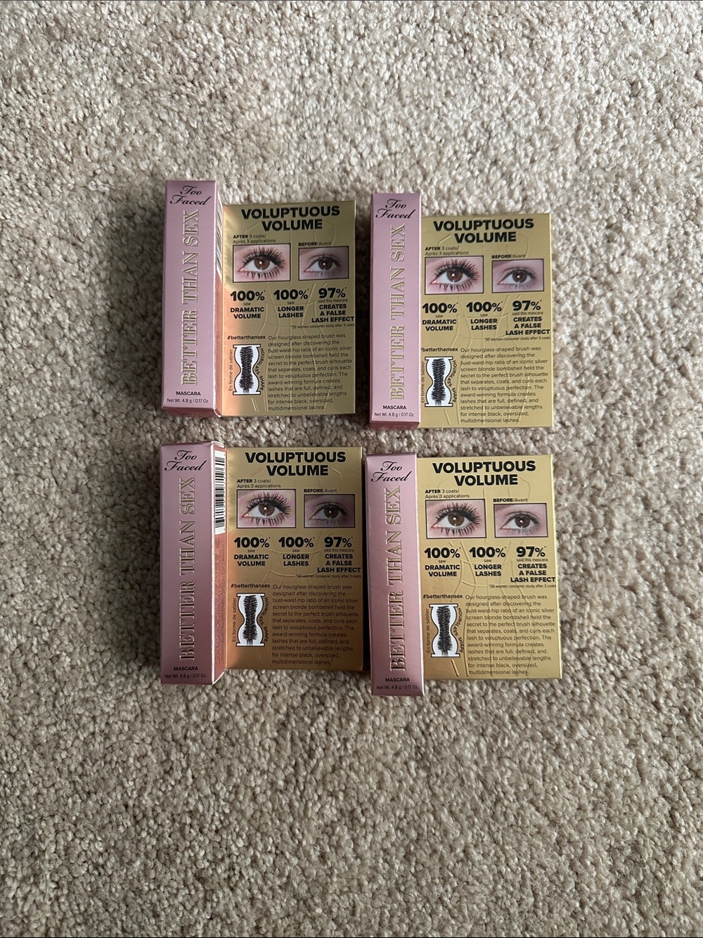 Too Faced Better Than Sex Voluptuous Volume Mascara -  4 minis